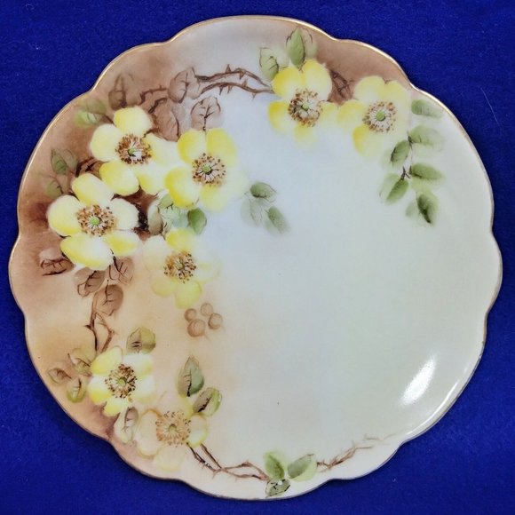 Plate J and C Bavaria Plate Hand Painted Yellow Floral - Picture 2 of 8